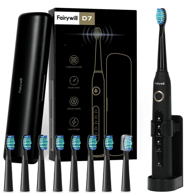 Electric Sonic Toothbrush Set With Travel Case And 10 Brush Heads 5