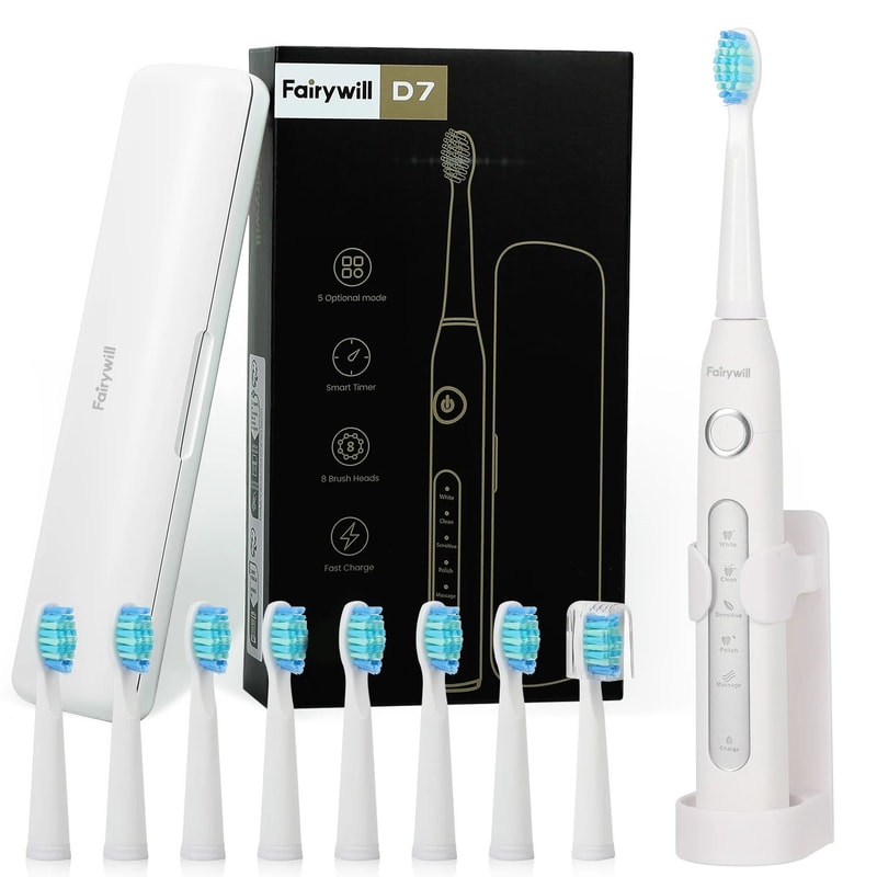 Electric Sonic Toothbrush Set With Travel Case And 10 Brush Heads 6