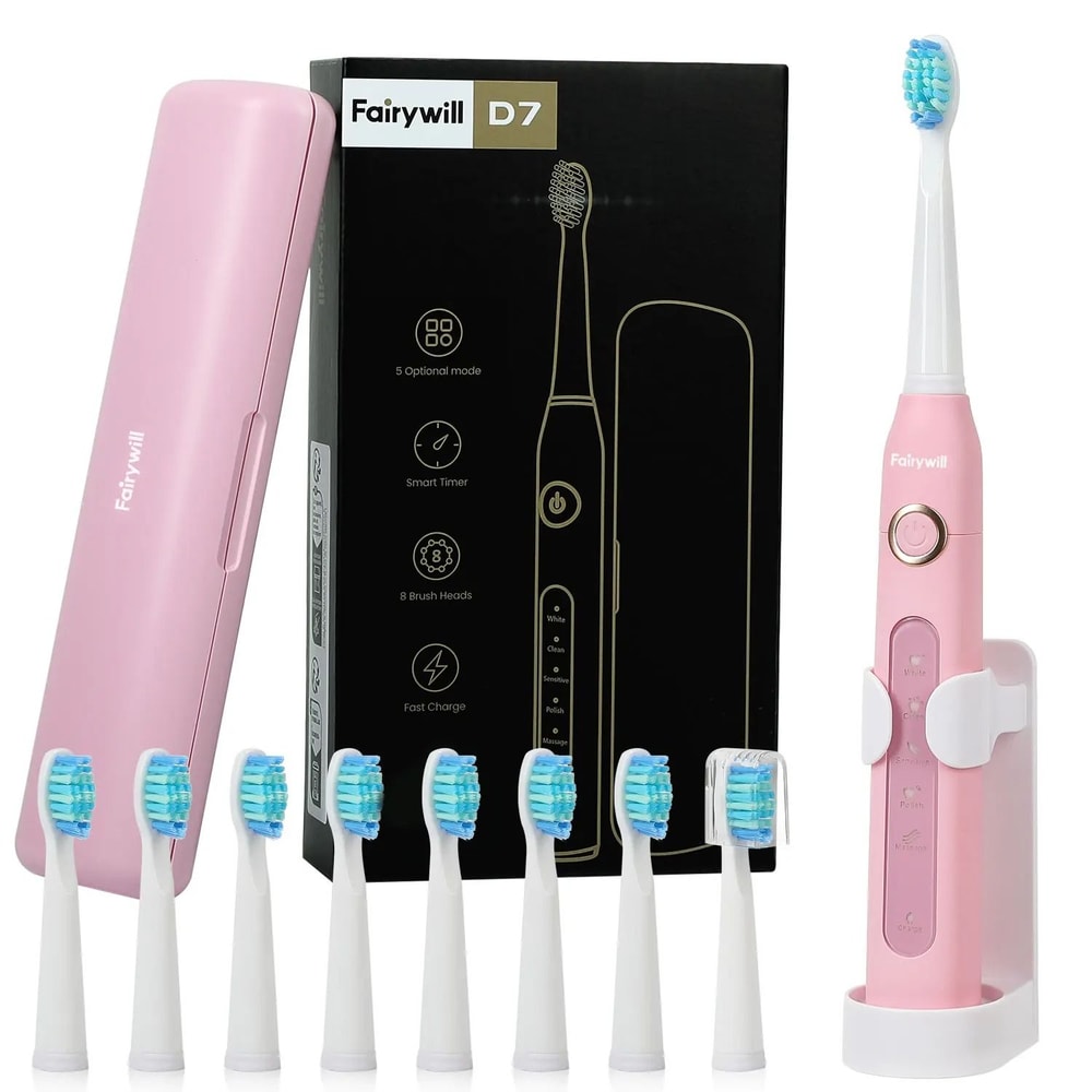 Electric Sonic Toothbrush Set With Travel Case And 10 Brush Heads 7