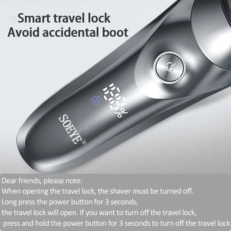 Electric Shaver For Men Waterproof Smart Beard Razor 4