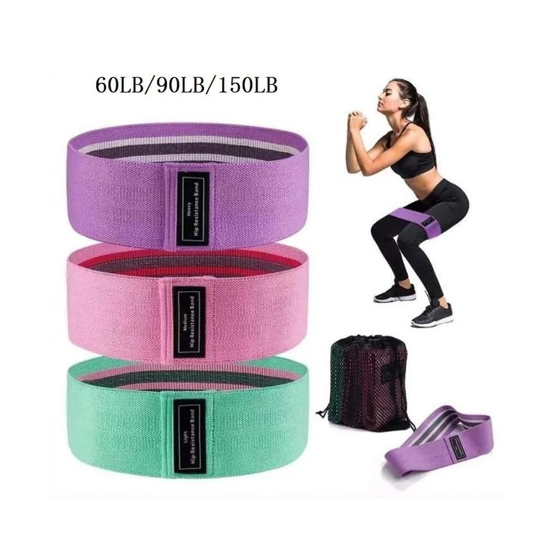 Fabric Resistance Bands Set 3pcs Non Slip Booty And Thigh Workout Loops 6