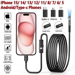 8mm 1080p endoscope inspection camera for iphone and android