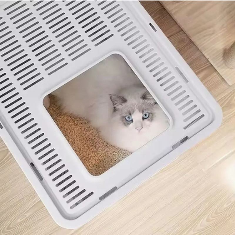 Foldable Cat Litter Box With Drawer And Scooper For Easy Cleaning 5