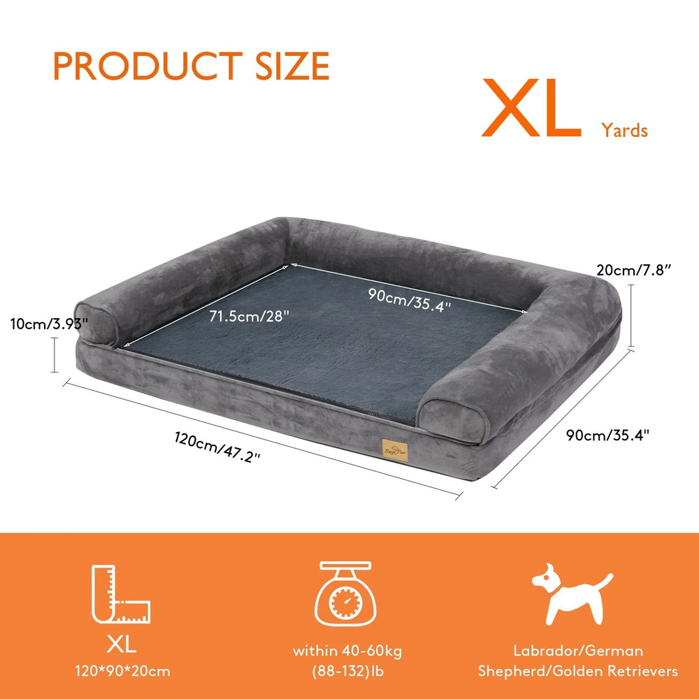 Extra Large Orthopedic Dog Bed With Washable Cover And Bolster Support 7