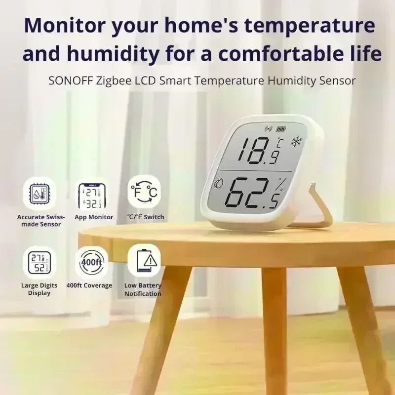 Zigbee Temperature And Humidity Sensor With LCD Screen Smart Home Monitoring 4