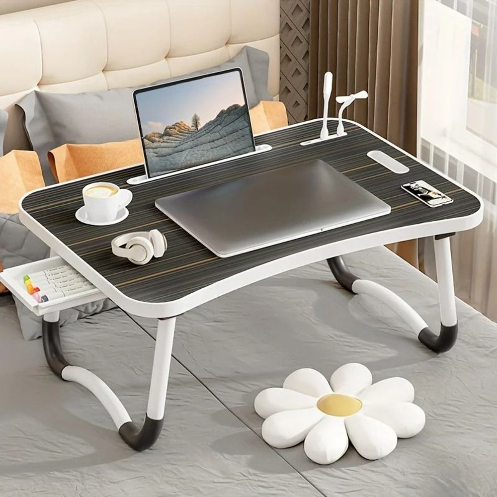 Portable Laptop Desk With USB Light Fan Cup Holder Tablet Slot And Foldable Handle 10