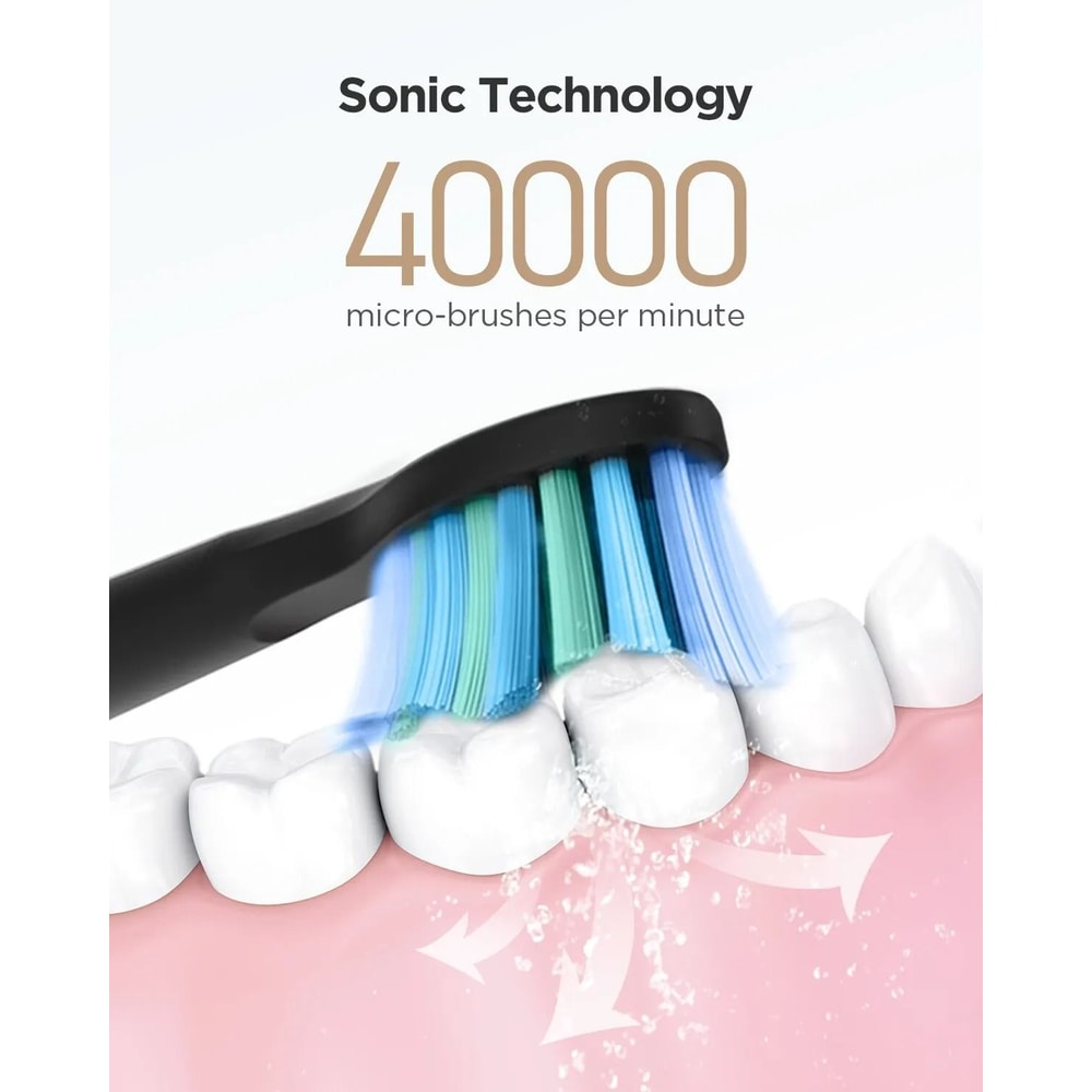 Electric Sonic Toothbrush USB Rechargeable Waterproof Toothbrush With Replacement Heads 4