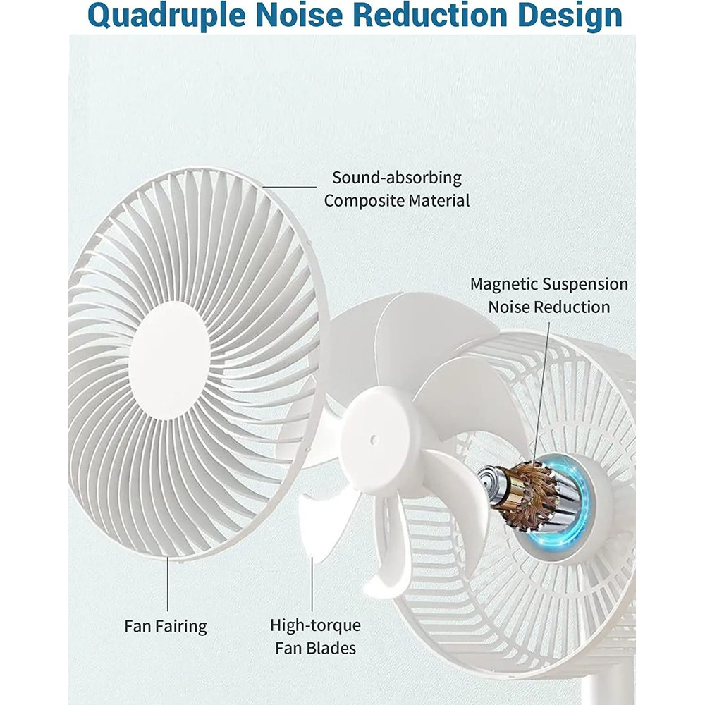 USB Foldable Fan Battery Operated Portable Table Fan With 4 Speeds And Timer 4