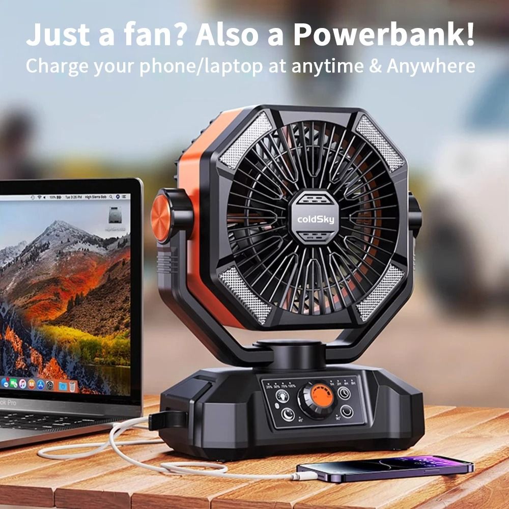 Portable Camping Fan With 20000mAh Battery 8 Speeds And LED Lantern 4