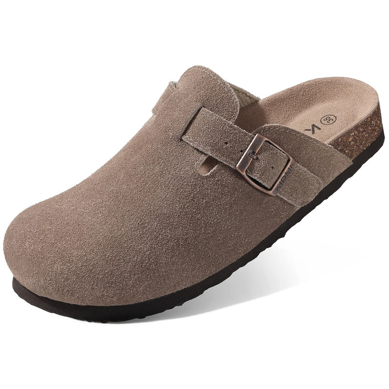 Genuine Suede Clogs With Cork Footbed Arch Support Mules For Women And Men 2