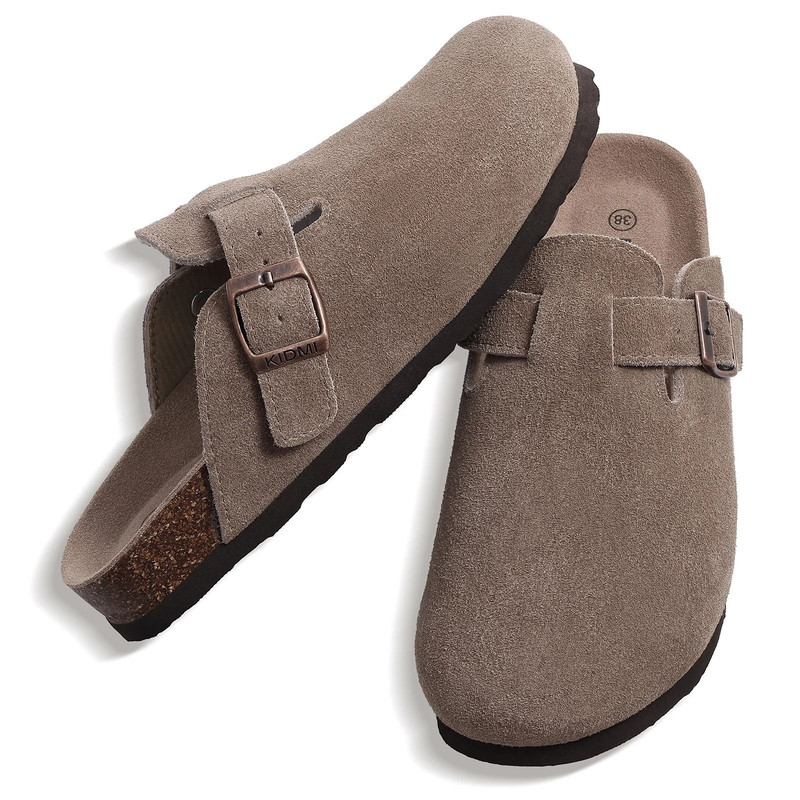 Genuine Suede Clogs With Cork Footbed Arch Support Mules For Women And Men 3
