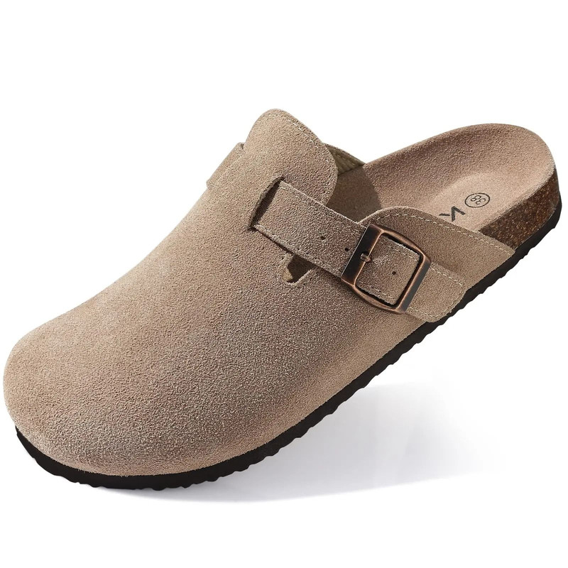 Genuine Suede Clogs With Cork Footbed Arch Support Mules For Women And Men 8