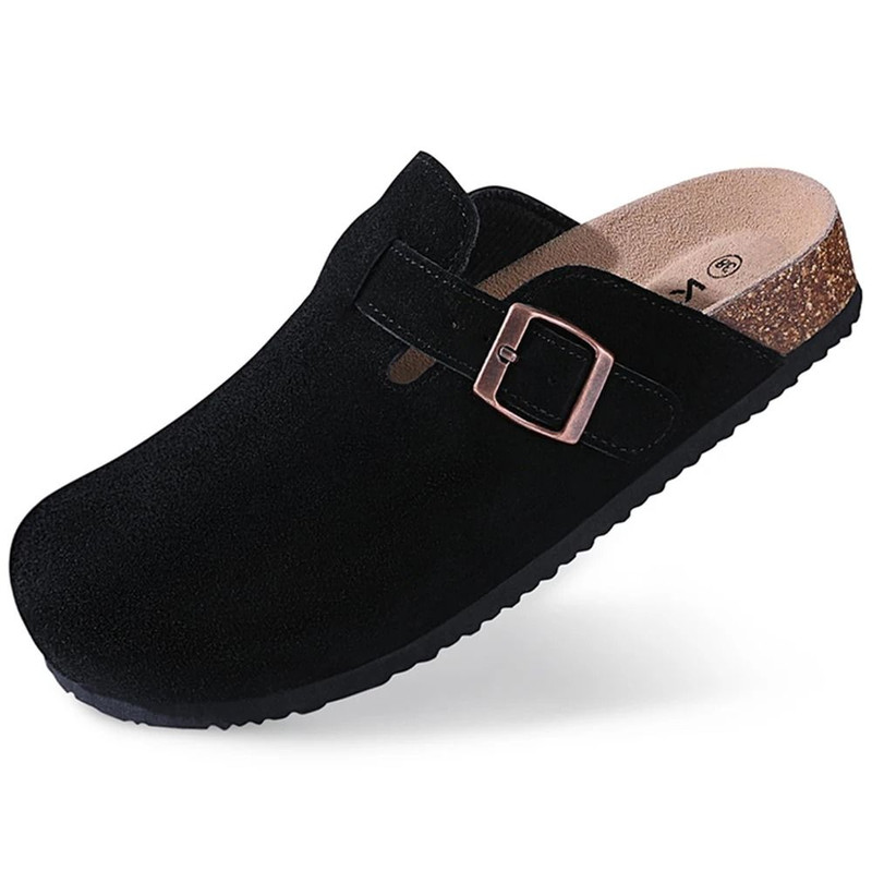 Genuine Suede Clogs With Cork Footbed Arch Support Mules For Women And Men 11