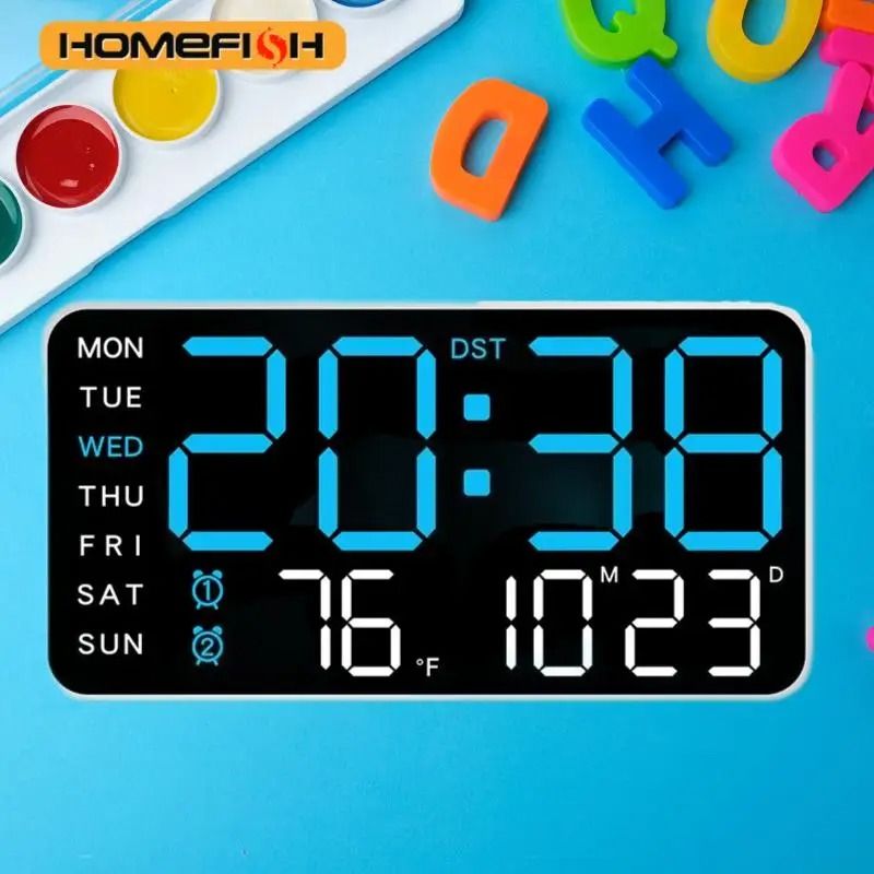 Giant Digital Wall Clock With Remote Control Time Temperature And Date Display 0