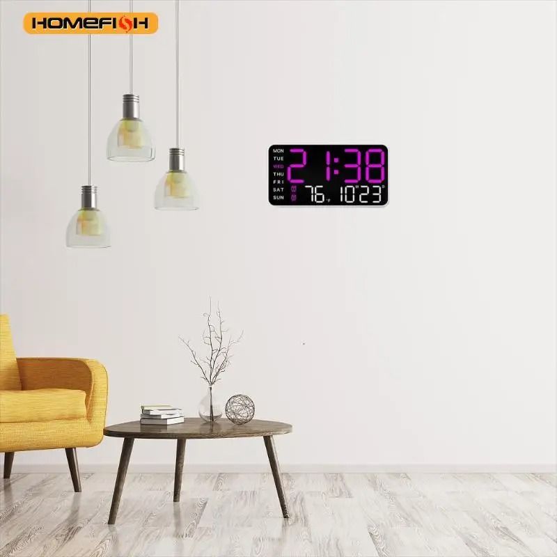 Giant Digital Wall Clock With Remote Control Time Temperature And Date Display 1