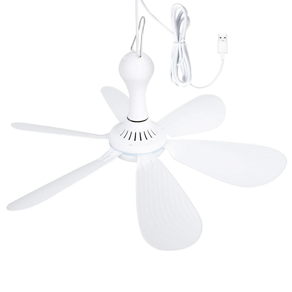 Silent USB Ceiling Fan With 6 Blades Hanging Canopy Fan For Camping Dorm Tent Bedroom 7