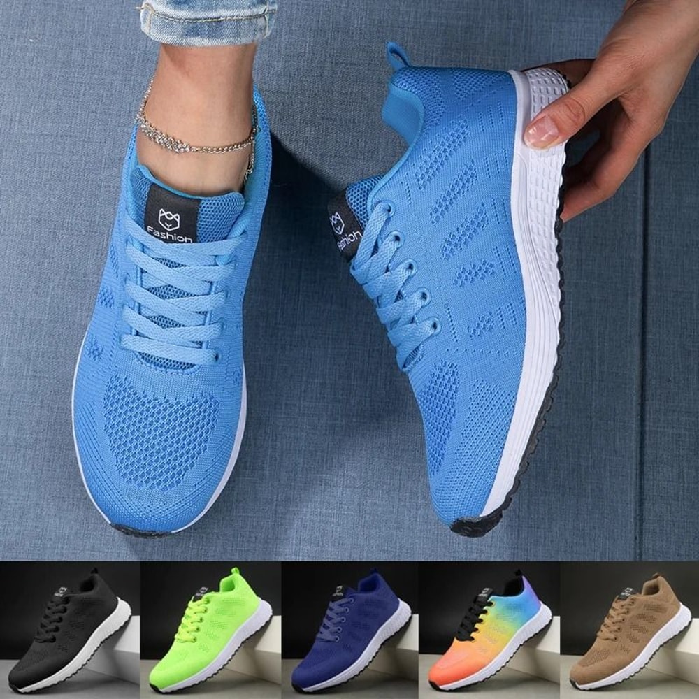 Breathable Knit Sneakers For Women Casual Lace Up Walking Shoes 0