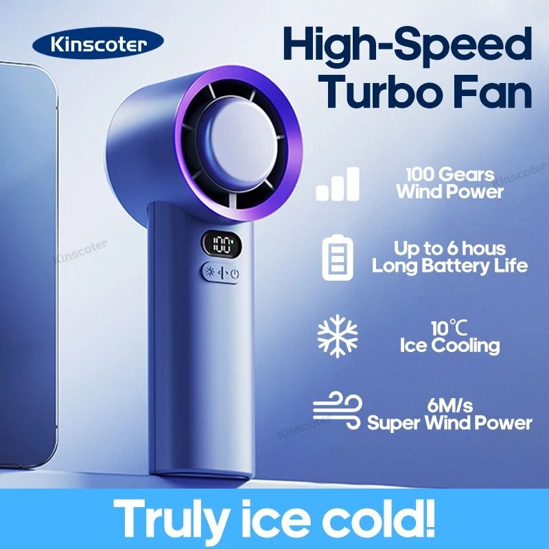 Portable Handheld Turbo Fan With 100 Speed Settings And Ice Cooling 1