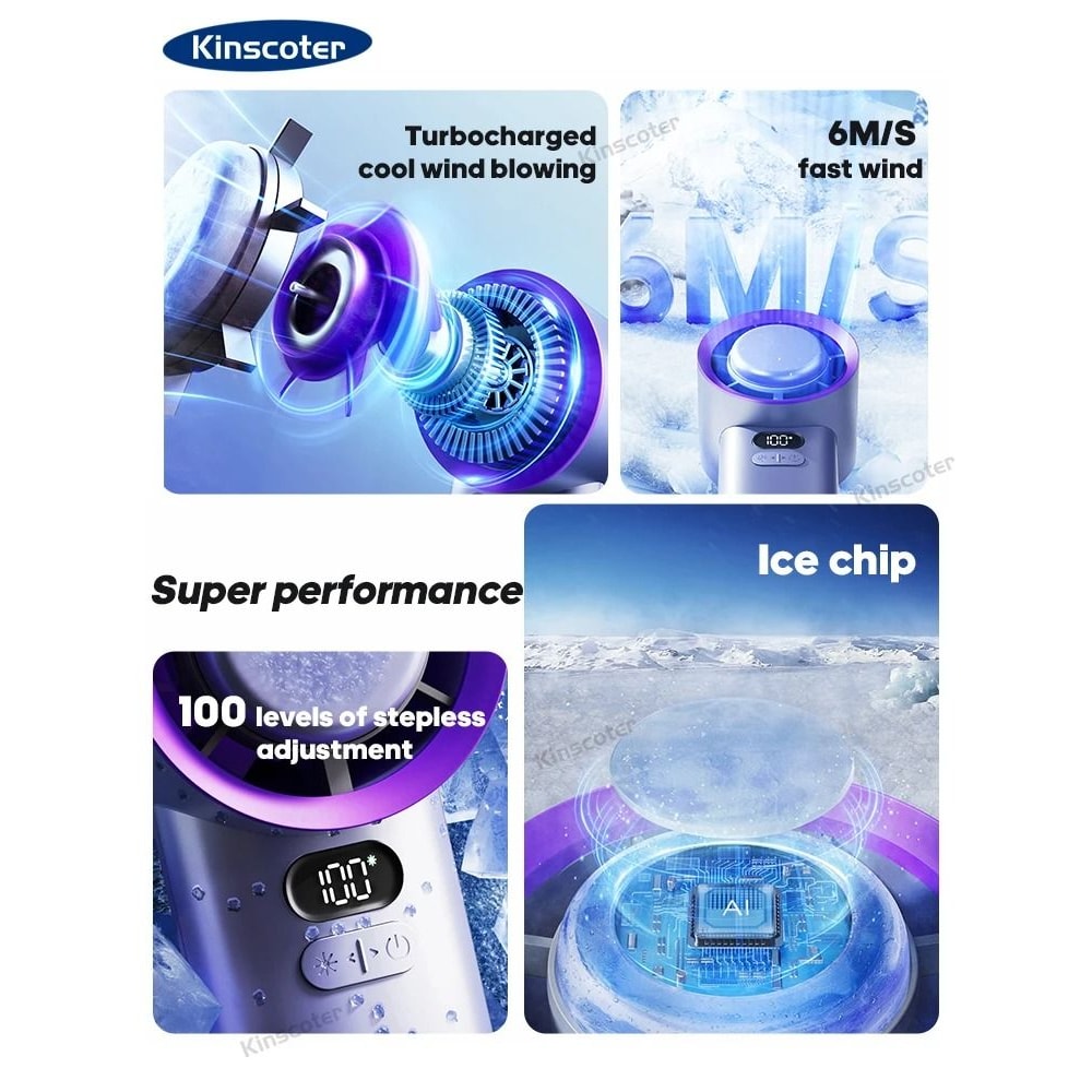 Portable Handheld Turbo Fan With 100 Speed Settings And Ice Cooling 2