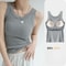 Womens Ribbed Tank Top With Chest Pad Summer Casual Camisole 0