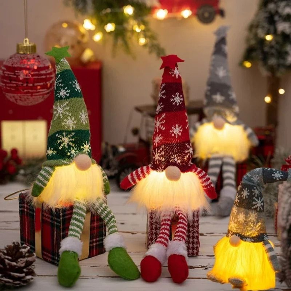 Christmas LED Gnome Ornaments Plush Faceless Doll Decorations 2