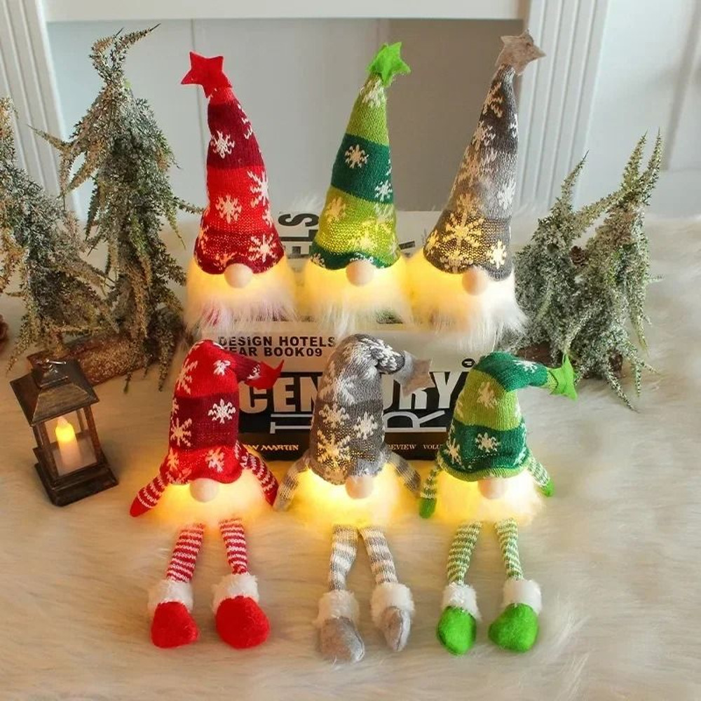 Christmas LED Gnome Ornaments Plush Faceless Doll Decorations 3