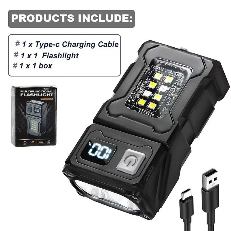 Mini USB Rechargeable LED Flashlight With Magnetic Base And COB Light 7