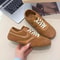 Womens Retro Leather German Training Sneakers Lace Up Flats 9