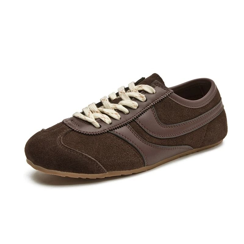 Womens Retro Leather German Training Sneakers Lace Up Flats 3