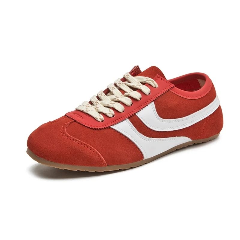 Womens Retro Leather German Training Sneakers Lace Up Flats 4