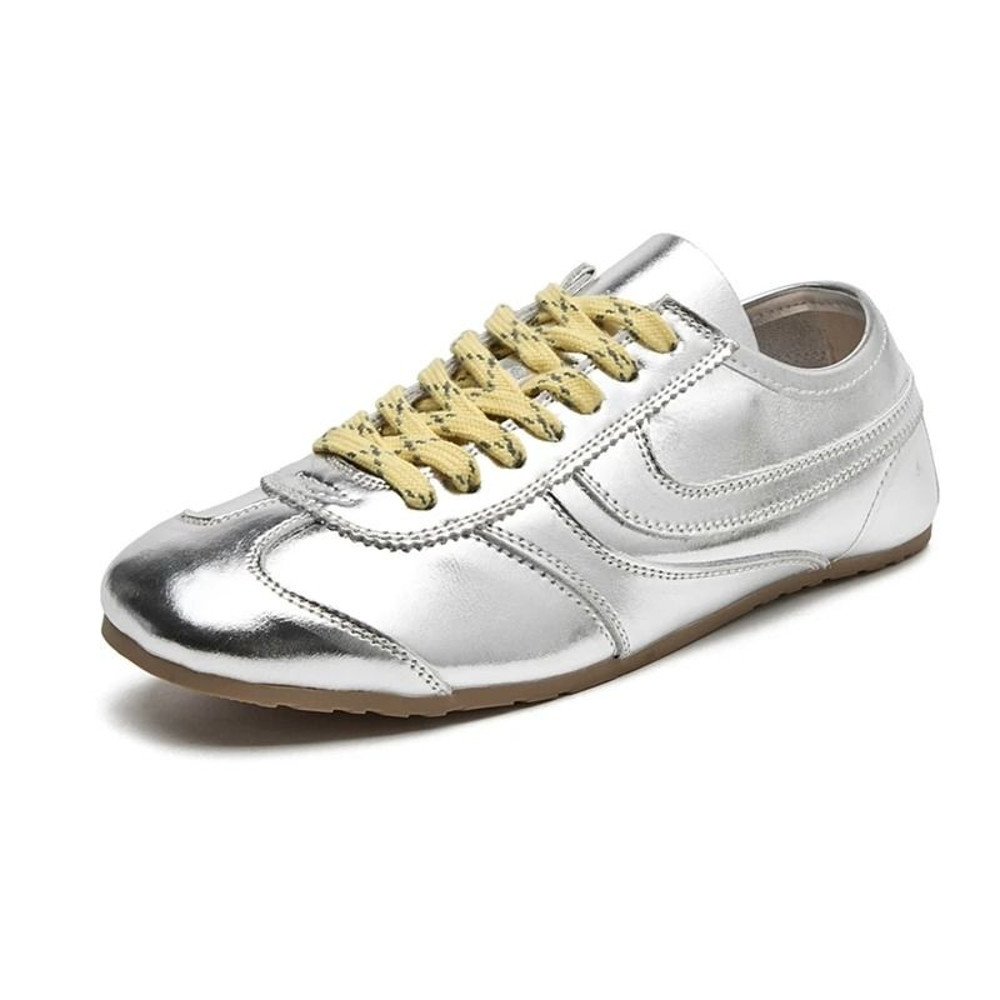 Womens Retro Leather German Training Sneakers Lace Up Flats 5