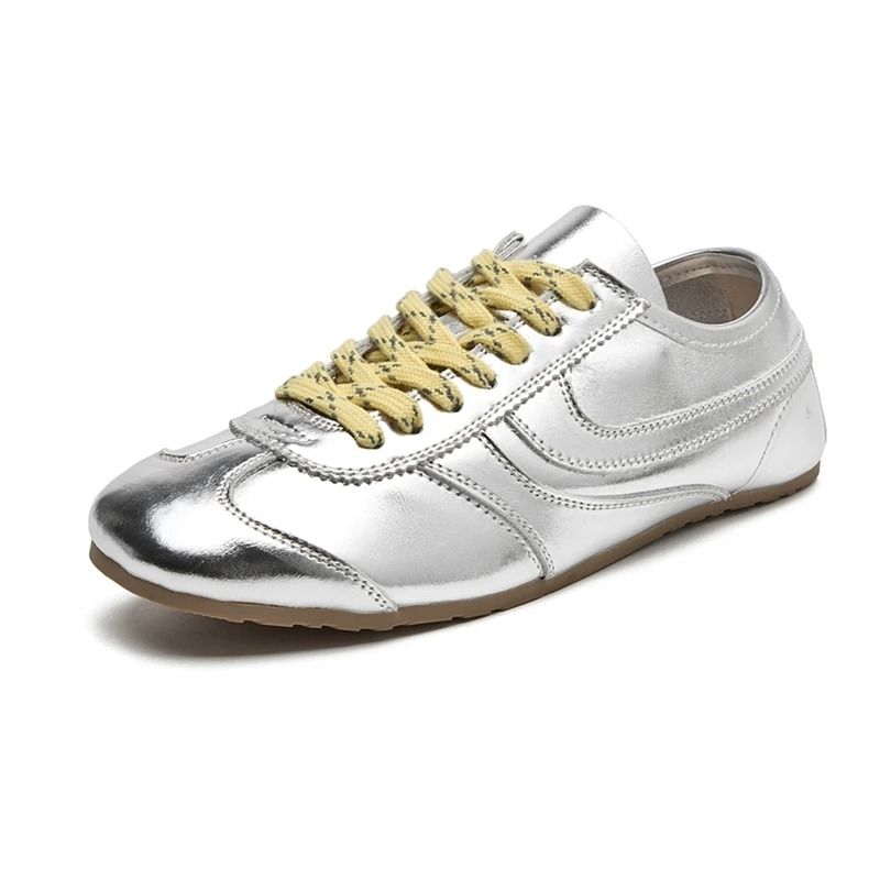 Womens Retro Leather German Training Sneakers Lace Up Flats 5
