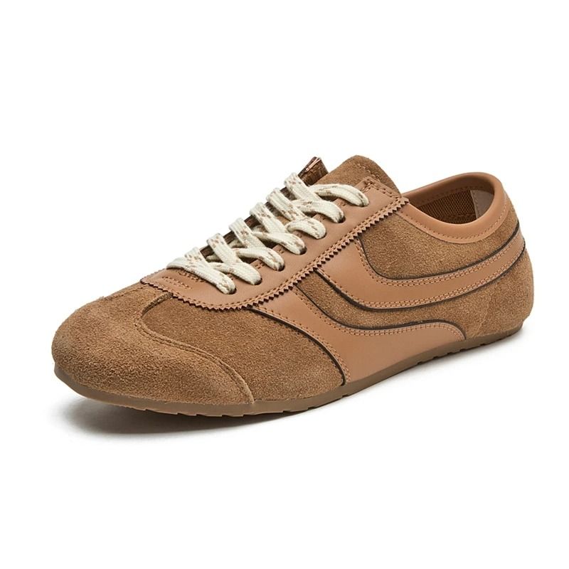 Womens Retro Leather German Training Sneakers Lace Up Flats 6
