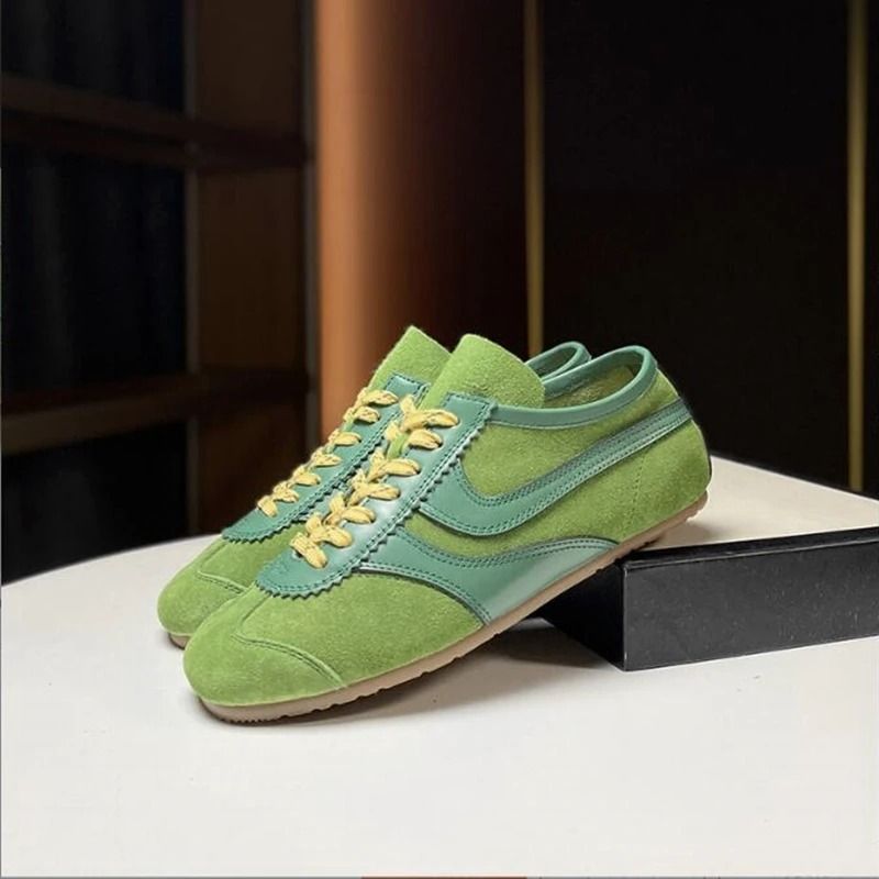 Womens Retro Leather German Training Sneakers Lace Up Flats 7