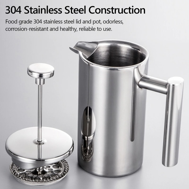 Stainless Steel French Press Coffee Maker Double Walled Insulated 0