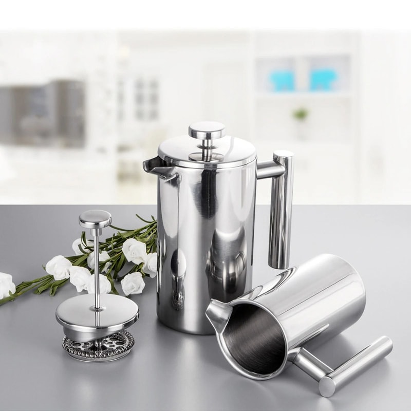 Stainless Steel French Press Coffee Maker Double Walled Insulated 3