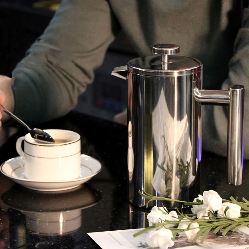 Stainless Steel French Press Coffee Maker Double Walled Insulated 6