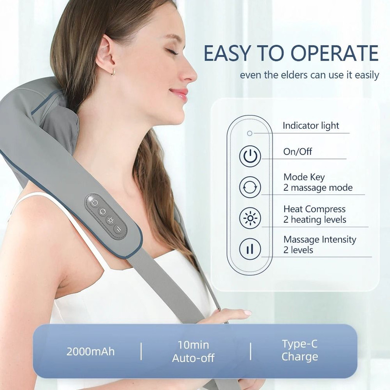 Wireless Neck And Shoulder Massager With Heat And Kneading 6