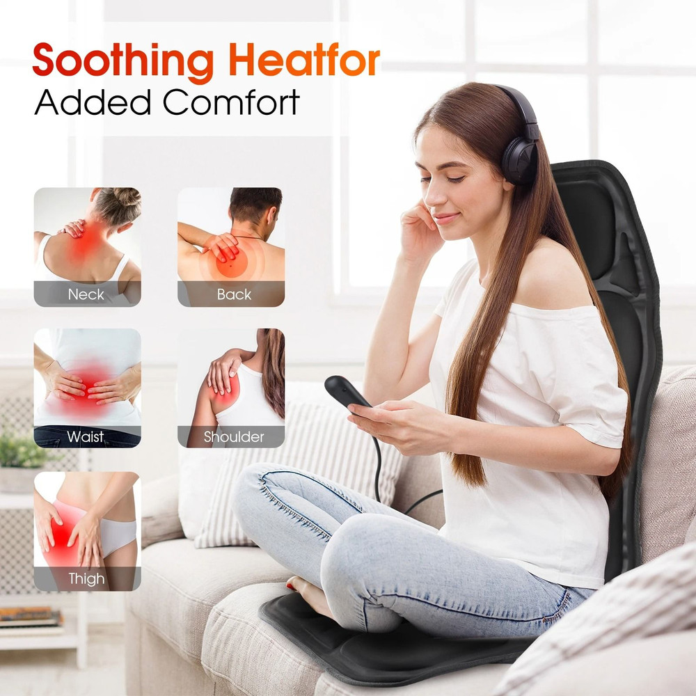 Electric Heating Back And Waist Massager Mat With Vibration For Chair Or Car 2