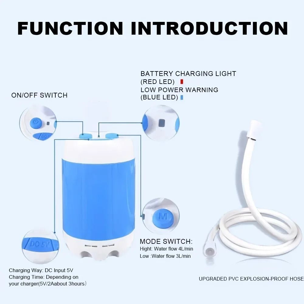 Portable USB Rechargeable Shower Head And Outdoor Watering System 3