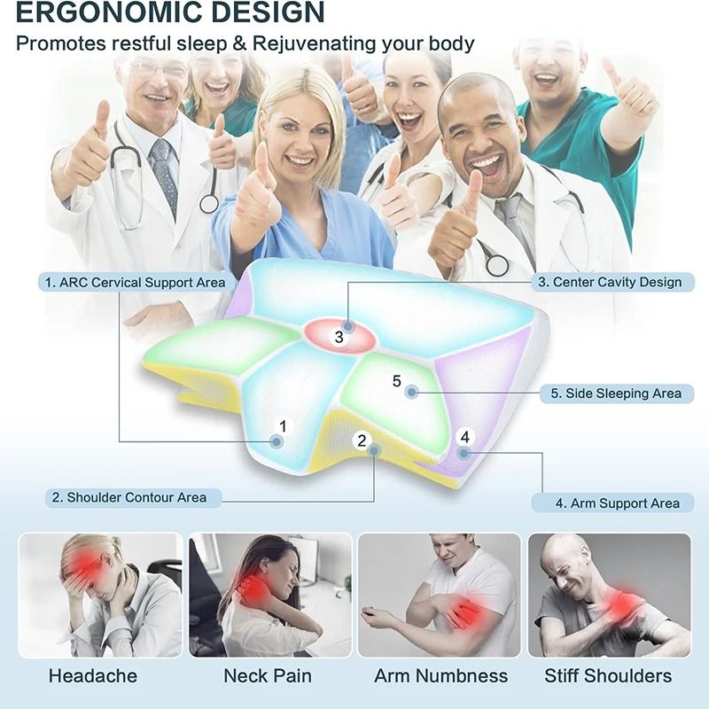 Memory Foam Cervical Pillow Ergonomic Contour Pillow For Neck Pain Relief 3