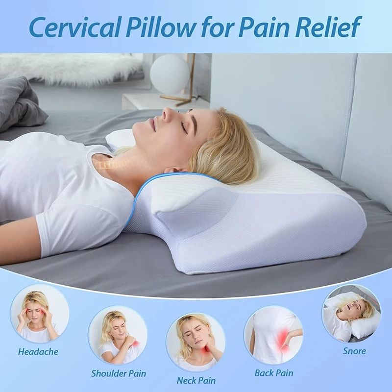 Memory Foam Cervical Pillow Ergonomic Contour Pillow For Neck Pain Relief 4