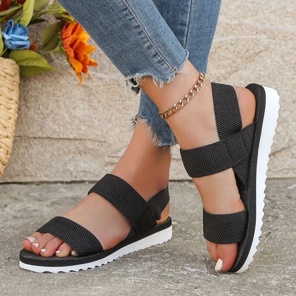 Women Flat Sandals Anti Slip Comfortable Lace Up Summer Shoes 6