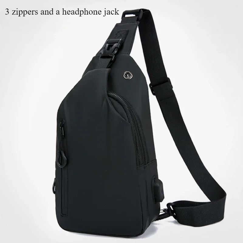 Mens Crossbody Chest Bag With USB Charging Port Casual Shoulder Bag 8