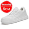Mens Height Increasing Sneakers Invisible Elevator White Leather Sport Shoes 9