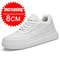 Mens Height Increasing Sneakers Invisible Elevator White Leather Sport Shoes 6