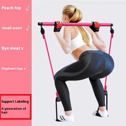 pilates stick adjustable fitness bar with resistance bands for home workout