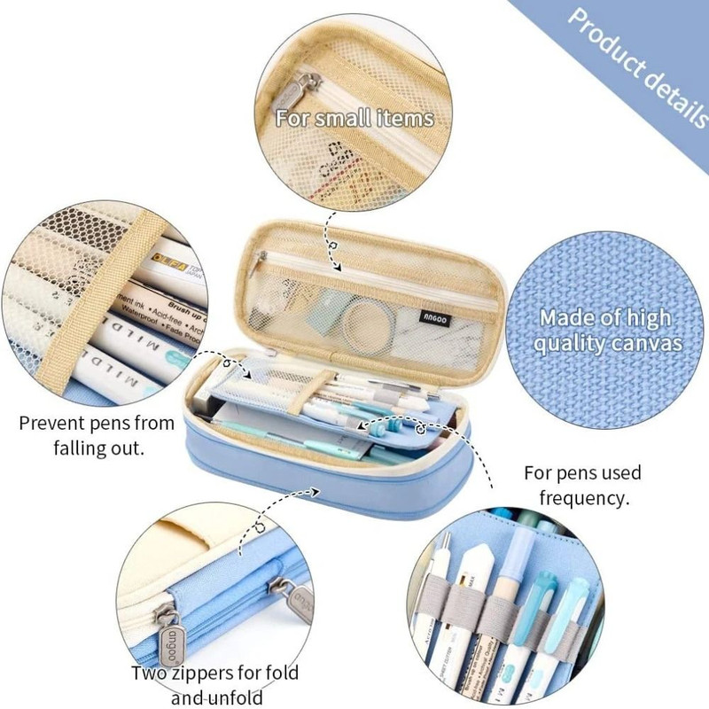 Large Capacity Pencil Case Organizer Pouch For Students And Office 2