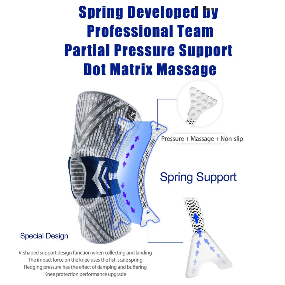 Elastic Knee Support Brace With Silicone Pads And Spring Stabilizers 3
