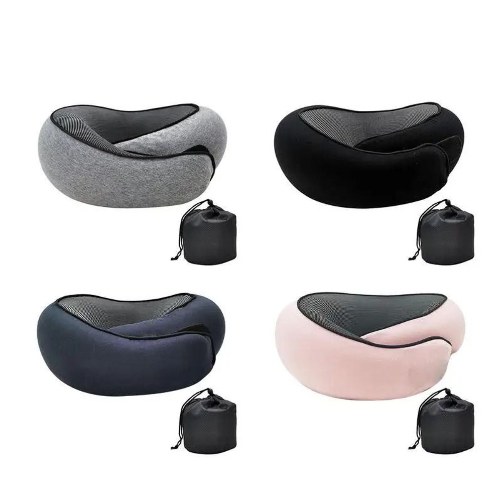 Memory Foam Neck Support Pillow With Head Cushion For Travel And Camping 0
